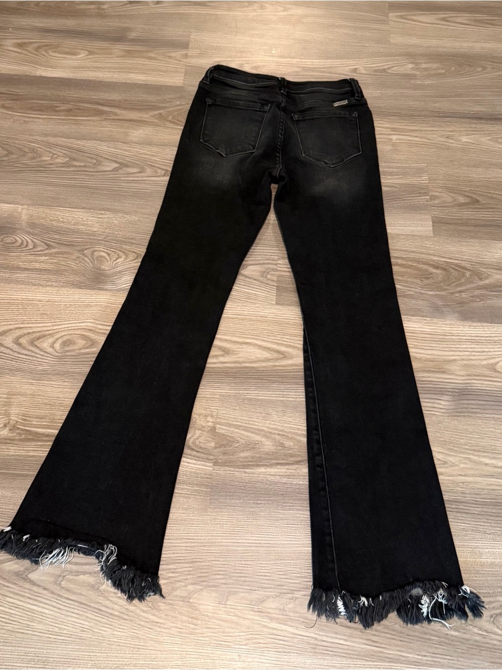 Kancan High Rise Washed black Frayed Hem Bootcut Jeans Women’s size 26 - Picture 6 of 7